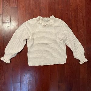 Madewell cream sweater with ruffle details